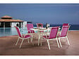 HABITAT ET JARDIN - Table et chaises de jardin en textilène "Cordoba" - Phoenix - 6 places - Fuschia - vignette