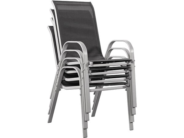 HABITAT ET JARDIN - Table et chaises de jardin en textilène "Cordoba XL 180" - Phoenix - 8 places - Gris foncé - large