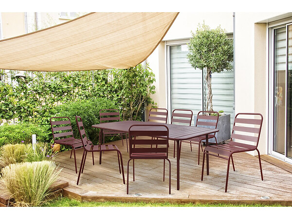 HABITAT ET JARDIN - Table et chaises de jardin en métal "Bilbao" - 8 places - Terracotta - large
