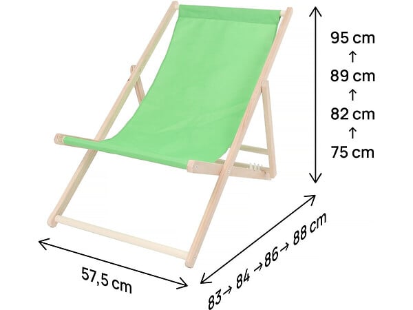 HABITAT ET JARDIN - Lot de 2 transats en bois "Chilienne" - 107 x 56.5 x 81 cm - Vert - large