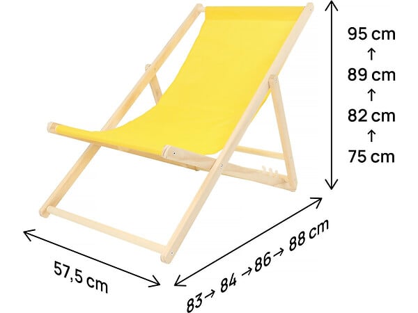 HABITAT ET JARDIN - Lot de 2 transats en bois "Chilienne" - 107 x 56.5 x 81 cm - Jaune - large