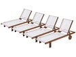 HABITAT ET JARDIN - Bain de soleil en bois exotique "Saïgon" - Maple - Ecru - Lot de 4 - vignette