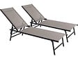 HABITAT ET JARDIN - Lot de 2 bains de soleil en métal "Sublima" - 180 x 54 x 104 cm - Taupe - vignette