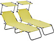 HABITAT ET JARDIN - Lt de 2 bains de soleil pliable "Lazy" - Avec pare soleil - Jaune - vignette