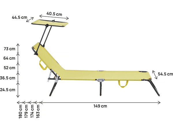 HABITAT ET JARDIN - Lt de 2 bains de soleil pliable "Lazy" - Avec pare soleil - Jaune - large
