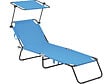 HABITAT ET JARDIN - Bain de soleil pliable "Lazy" - Avec pare soleil - Bleu - vignette