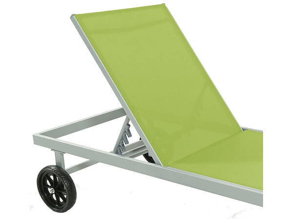 HABITAT ET JARDIN - Bain de soleil Alu / Textilene "Bella" avec roues - Vert - large