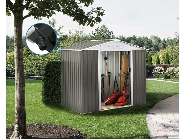 HABITAT ET JARDIN - Abri jardin métal "Dallas"  - 5,29 m² avec gouttière - Taupe - large