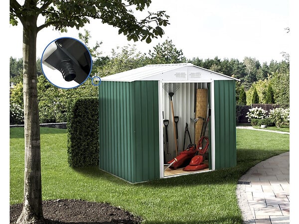 HABITAT ET JARDIN - Abri de jardin métal - "Rosas "- 4,07 m² avec gouttière - Vert - large