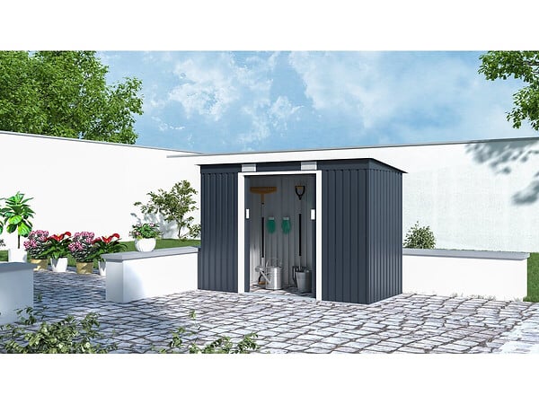HABITAT ET JARDIN - Abri de jardin métal monopente "Austin" - 3,14 m2 - Gris - large