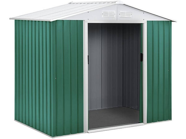 HABITAT ET JARDIN - Abri de jardin métal "Rosas" 2,71 m² avec abri bûche - Vert - large