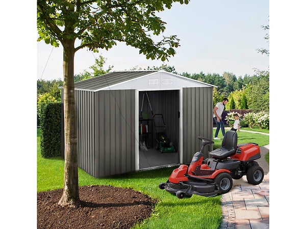 HABITAT ET JARDIN - Abri de jardin métal "Dallas" - 5,29 m2 (4,83 m2 au sol) - Taupe - large