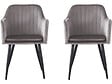 HABITAT ET JARDIN - Lot de 2 chaises "Velma" en velours avec accoudoirs - Gris - vignette