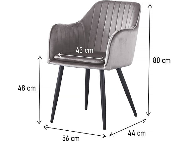 HABITAT ET JARDIN - Lot de 2 chaises "Velma" en velours avec accoudoirs - Gris - large