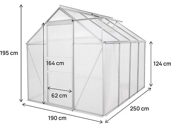 HABITAT ET JARDIN - Serre jardin polycarbonate 250 x 190 x 195 cm "Basilic" - 4,75 m² - Gris - large