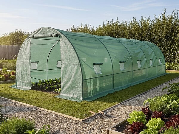HABITAT ET JARDIN - Serre tunelle de jardin 8 x 3 m "Lys" - 24 m² - 140g - Vert - large