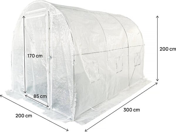HABITAT ET JARDIN - Serre tunelle de jardin avec porte 3 x 2 m "Mimosa" - 6 m² - 180g - Blanc - large