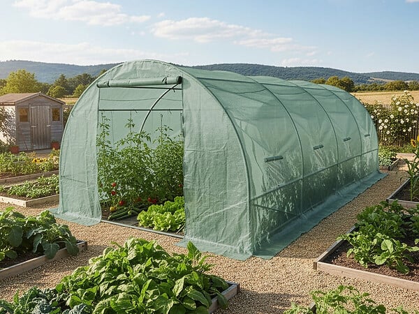 HABITAT ET JARDIN - Serre tunelle de jardin 6 x 3 m "Lys" - 18 m² - 140g - Vert - large