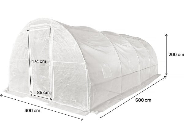 HABITAT ET JARDIN - Serre tunelle de jardin avec porte 6 x 3 m "Mimosa" - 18 m² - 180g - Blanc - large