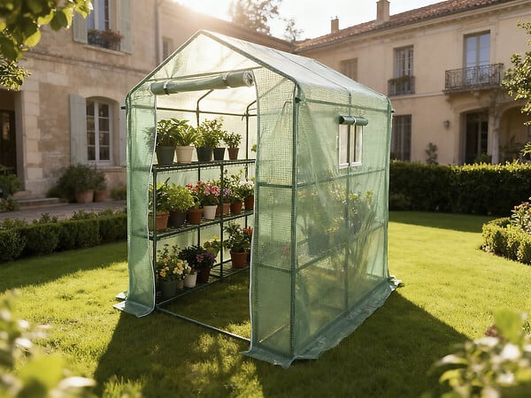 HABITAT ET JARDIN - Serre tomates de jardin avec étagères "Lys" - 2.04 m² - 130g - Vert - large