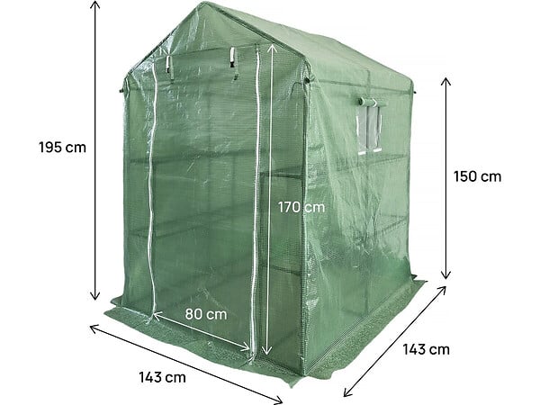 HABITAT ET JARDIN - Serre tomates de jardin avec étagères "Lys" - 2.04 m² - 130g - Vert - large