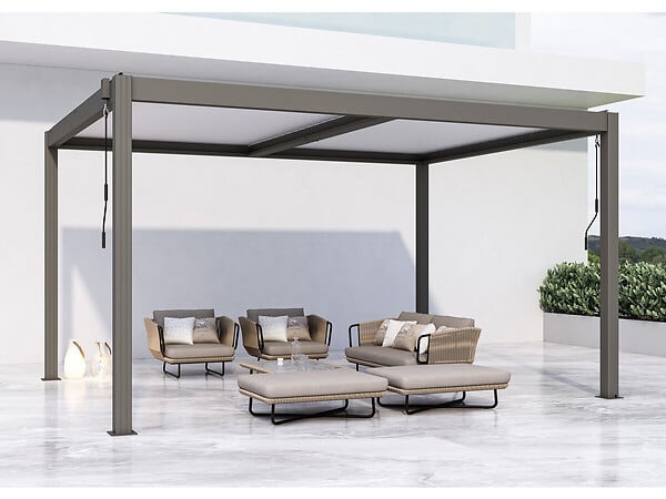 HABITAT ET JARDIN - Pergola bioclimatique "Windsor" - 3 x 4 m - Taupe - large