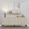 CONCEPT USINE - Buffet effet travertin 180 cm 6 portes et étagère AURA - vignette
