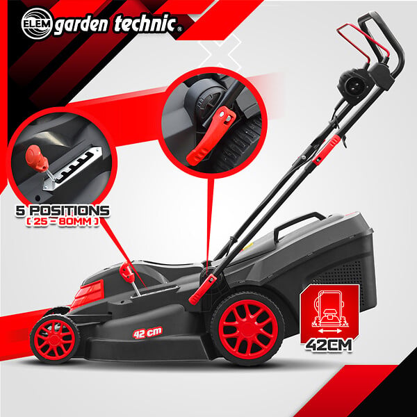 ELEM GARDEN TECHNIC - Tondeuse à  gazon électrique 1800W - 42CM - large