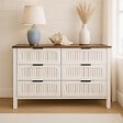 CONCEPT USINE - Commode 6 tiroirs blanc rainuré et bois 120cm BRIX - vignette