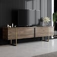 CONCEPT USINE - Meuble TV bois et or avec rangement 180 cm BEARN - vignette