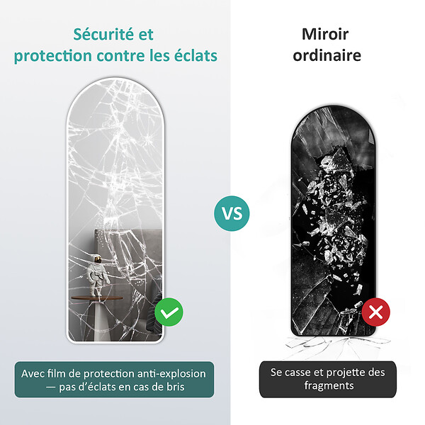 EMKE - Miroir Pleine Longueur EMKE - Cadre Aluminium Blanc, 160 x 60 cm, Mural ou sur Pied - large