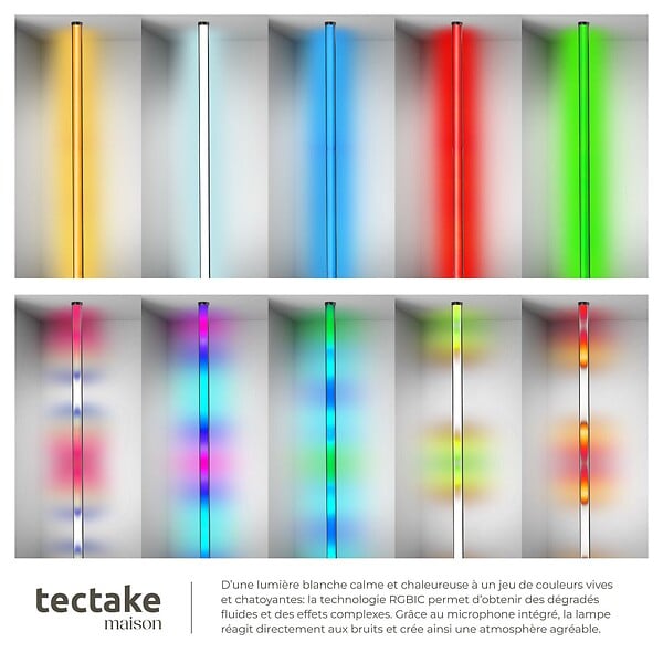 TECTAKE - Lampe sur pied LED SPECTRA 16 millions de couleurs et plus de 200 modes lumineux noir/blanc - large