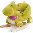 TECTAKE - Dinosaure à bascule avec housse en peluche à partir de 12 mois vert - vignette