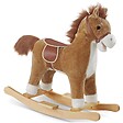 TECTAKE - Cheval à bascule en peluche au design de qualité à partir de 24 mois marron - vignette