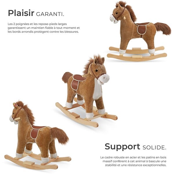 TECTAKE - Cheval à bascule en peluche au design de qualité à partir de 24 mois marron - large