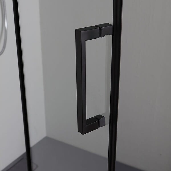 KIAMAMI VALENTINA - Cabine De Douche Noire 90X70 Verre Clair 6Mm Sans Profilés | London - large