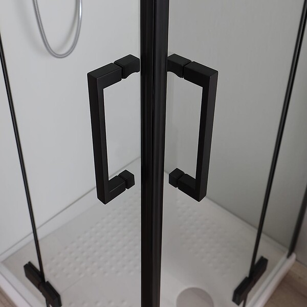 KIAMAMI VALENTINA - Cabine De Douche Noire Sans Profilés 80X80 Verre 6Mm | London - large