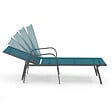 ID MARKET - Lot de 2 transats de jardin inclinables FIDJI en acier gris anthracite et toile bleu canard - vignette