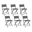 ID MARKET - Lot de 6 chaises de jardin pliantes BASTIA métal et textilène gris anthracite - vignette