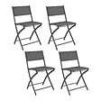 ID MARKET - Lot de 4 chaises de jardin pliantes BASTIA métal et textilène gris anthracite - vignette