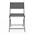 ID MARKET - Lot de 4 chaises de jardin pliantes BASTIA métal et textilène gris anthracite - vignette