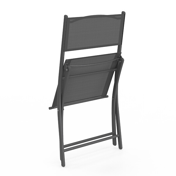 ID MARKET - Lot de 4 chaises de jardin pliantes BASTIA métal et textilène gris anthracite - large