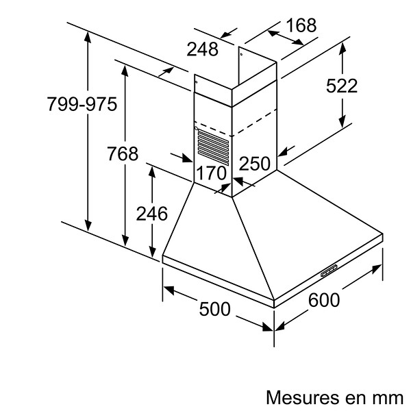BOSCH - Hotte décorative 360m³/h BOSCH 60cm, BOSDWP64BC50 - large