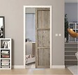 GD MENUISERIES - Porte Coulissante bois Frake 3 Panneaux H204 x L83 cm, Galandage, kit de finition - vignette