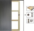 GD MENUISERIES - Porte Coulissante bois Ayous Vitrage transparent H204 x L83 cm, à Galandage, kit finition - vignette