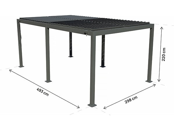 HABITAT ET JARDIN - Pergola bioclimatique autoportante en aluminium "Kensington" - 3 x 5 m - Gris - large