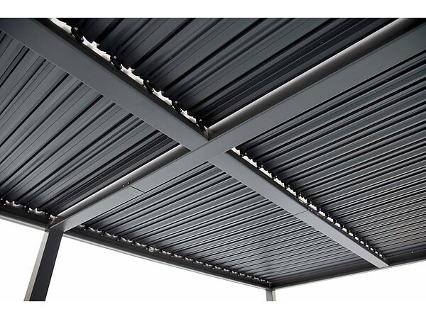 HABITAT ET JARDIN - Pergola bioclimatique autoportante en aluminium "Kensington" - 3 x 6 m - Gris - large