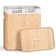 VOUNOT - Panier a linge en bambou rectangulaire double compartiments avec couvercle 100L - vignette