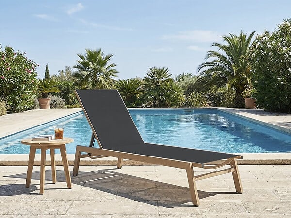 HABITAT ET JARDIN - Bain de soleil en aluminium imitation bois  "Elysia" - Noir - large