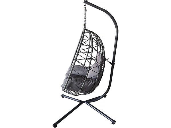 HABITAT ET JARDIN - Fauteuil oeuf suspendu en rotin "Cosi" - 99 x 92 x 194 cm - Gris - large